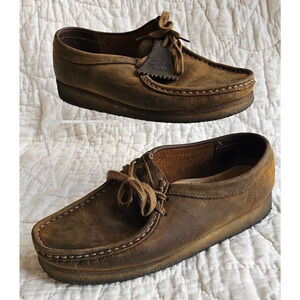 CLARKS‎ Original Crepe Sole Wallabees Oiled Leather Brown Womens 9M EU 40